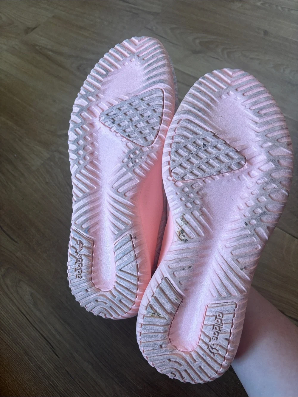 adidas Women’s Pink and Light Blue Knit Running Shoes